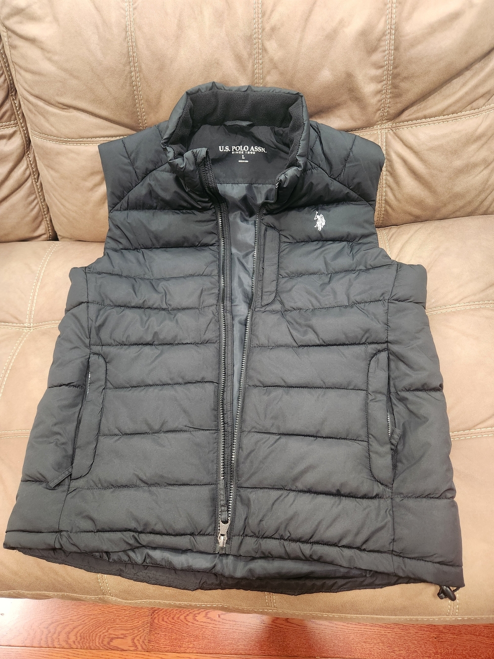 U.S. Polo Assn. Men’s Black Quilted Puffer Vest with Logo